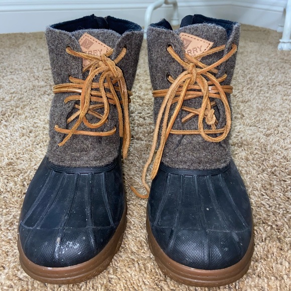 women’s sperry duck boots gray and navy size 7.5 - Picture 2 of 4
